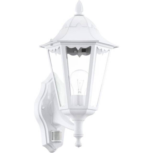 IP44 Outdoor Wall Light & PIR Sensor White Aluminium Lantern 1 x 60W E27 Bulb
