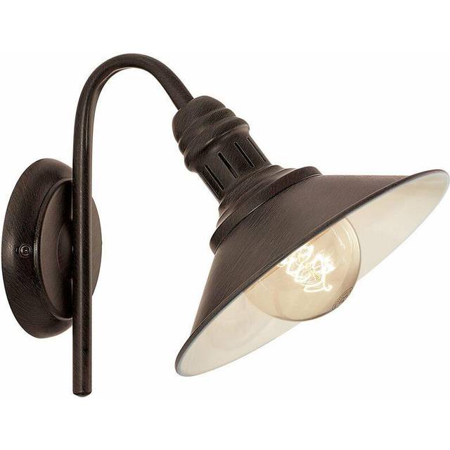 LED Wall Light / Sconce Antique Brown & Beige Steel Shade 1 x 60W E27 Bulb