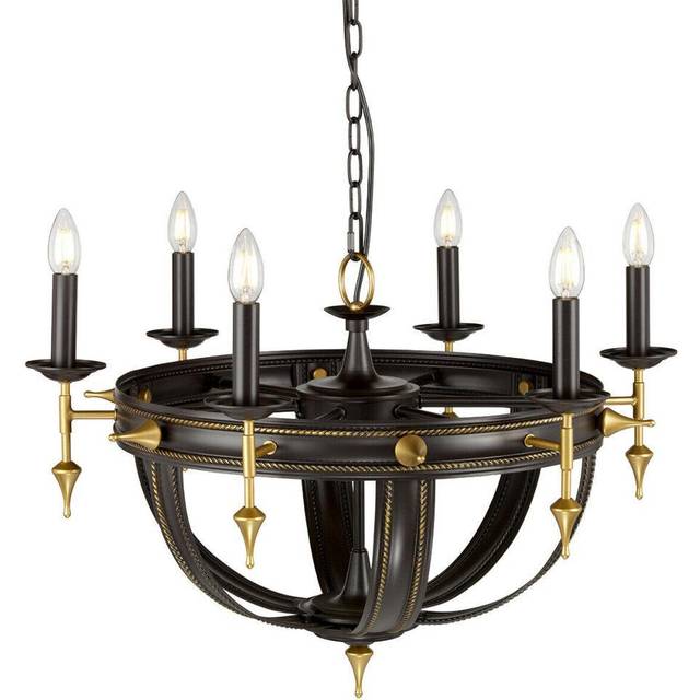 6 Bulb Chandelier Hanging Pendant LIght Orb Gold LED E14 60W Bulb