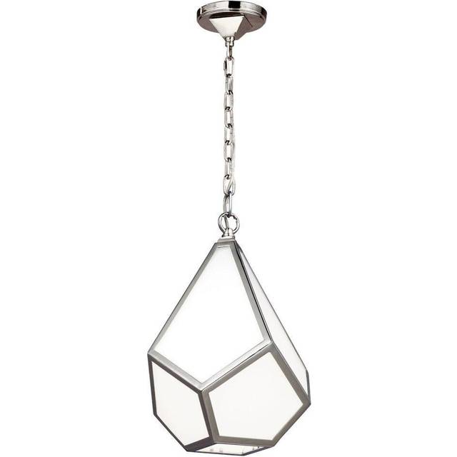 Ceiling Pendant Light Opal White Acrylic Panels Polished Nickel LED E27 60W