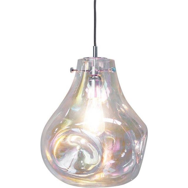 Ceiling Pendant Light Iridescent Glass & Chrome Plate 40W E27 GLS Dimmable