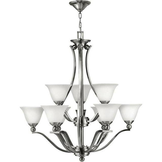9 Bulb Chandelier Hanging Pendant LIght Brushed Nickel LED E27 60W Bulb