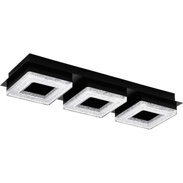 Wall Flush Ceiling Light Colour Black Shade Black Clear Plastic Crystal LED 3x4W