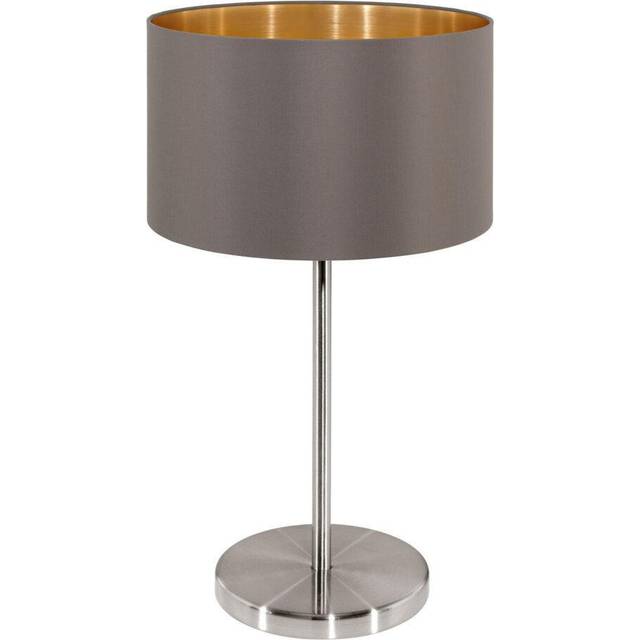 Table Lamp Colour Satin Nickel Shade Cappuccino Gold Fabric Bulb E27 1x60W