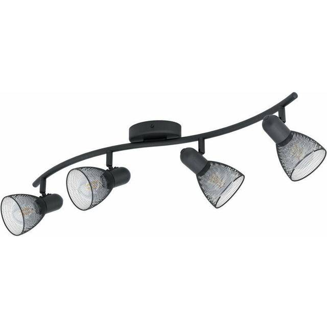 Flush Ceiling 4 Spot Light Colour Black Wave Bracket Mesh Look Shade E14 4x40W