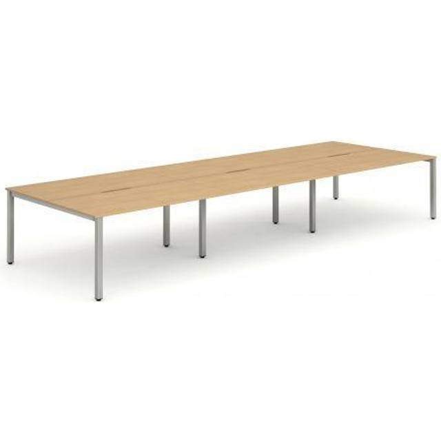 Evolve B2B Silver Frame Bench Desk 1400 Beech (6 Pod) - BE293
