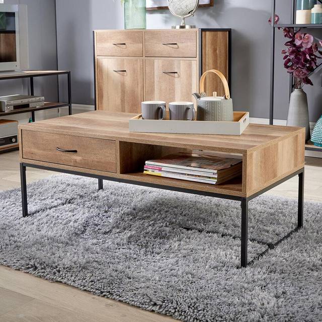 Coffee Table Storage Oak Effect Living Room Centrepiece 1 Drawer Unit