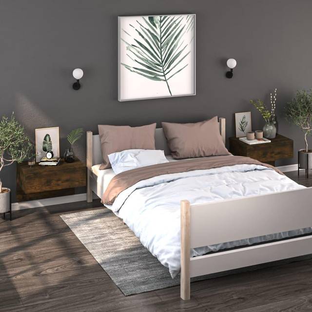 vidaXL Wall-mounted Bedside Cabinets 2 pcs Smoked Oak - Brown