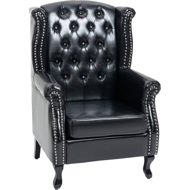 Chesterfield-style Wingback Accent Chair, HOMCOM Single Sofa Tufted Armchair with Nail Head Trim for Living Room Bedroom, Black Aosom UK