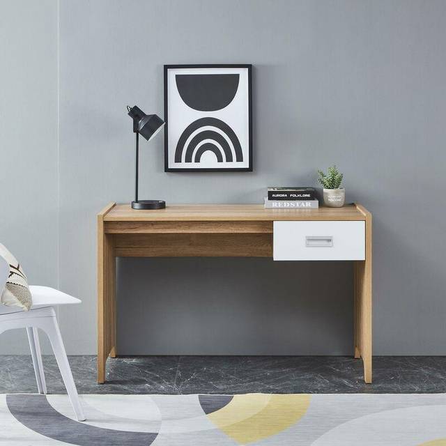 (White) Home Source Broughton 1 Drawer Home Office Desk