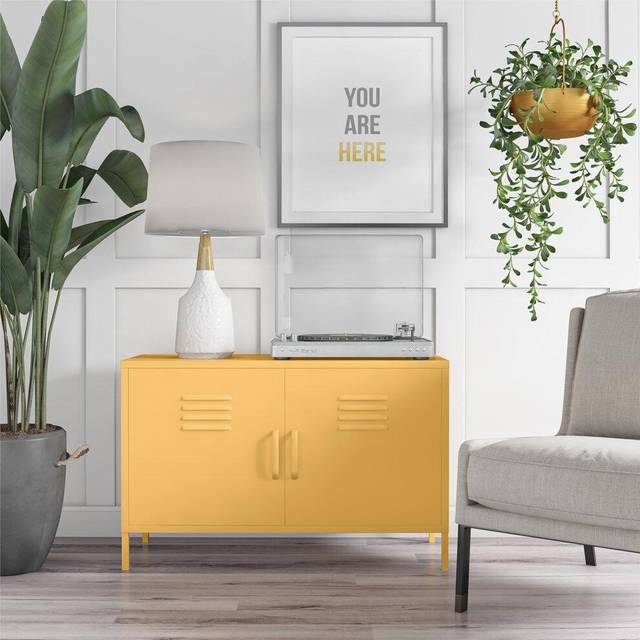 Novogratz Cache 2 Door Metal Locker Accent Cabinet-Yellow