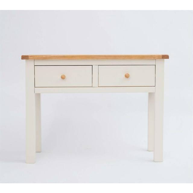 2 Drawer Off White Console Table Hallway Furniture with Storage Country Wood