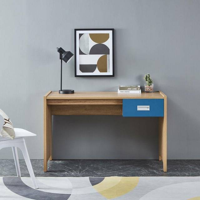 (Blue) Home Source Broughton 1 Drawer Home Office Desk