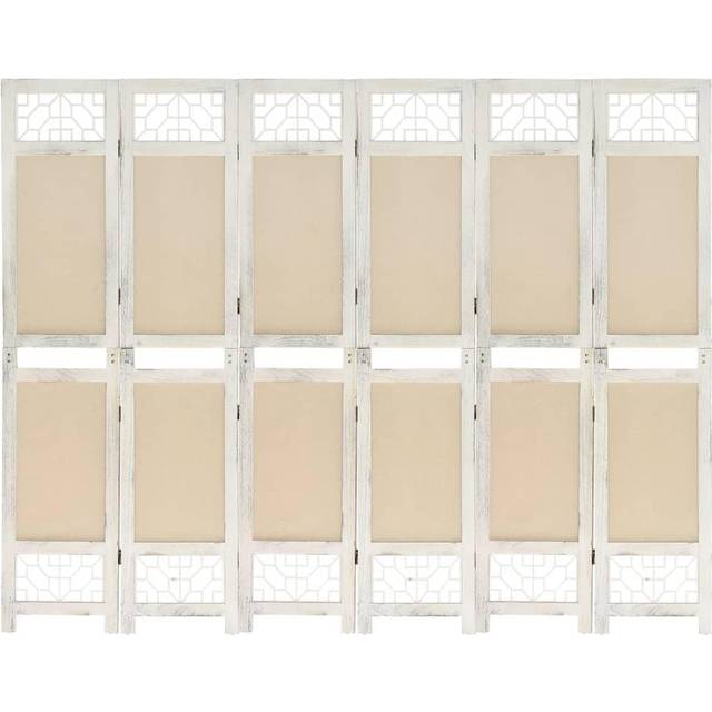 vidaXL 6-Panel Room Divider Cream 210x165 cm Fabric