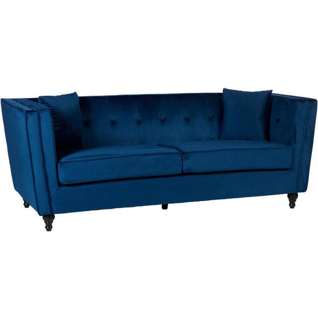 Premier Housewares - Ferris Navy Velvet 3 Seat Sofa