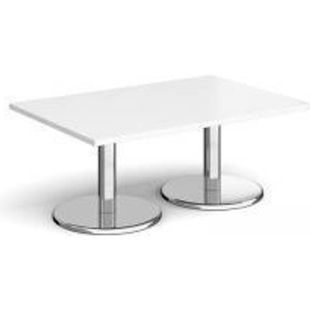 Pisa rectangular coffee table with round chrome bases 1200mm x 800mm - white - White