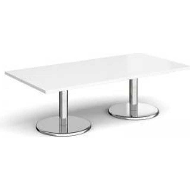 Pisa rectangular coffee table with round chrome bases 1600mm x 800mm - white - White