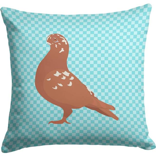 Caroline's Treasures BB8127PW1414 African Owl Pigeon Blue Check Outdoor Canvas Fabric Decorative Pillow  14 x 3 x 14
