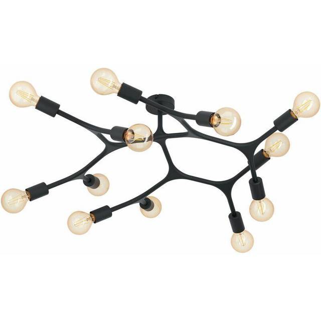 Flush 12 Bulb Ceiling Light Colour Black Arms & Lamp Holders Bulb E27 12x60W