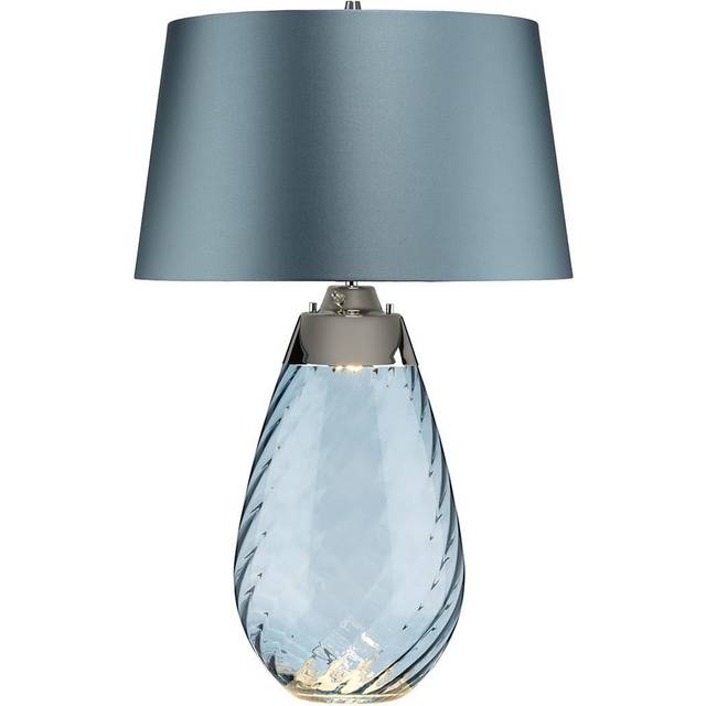 Elstead Lena 2 Light Large Blue Table Lamp, Blue-tinted Glass , Duck Egg Blue Shade, E27