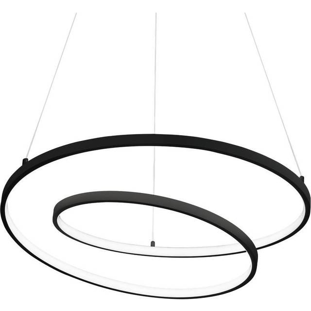 Ideal Lux OZ Dimmable Swirl 60cm Integrated LED Pendant Ceiling Light Black, 3000K