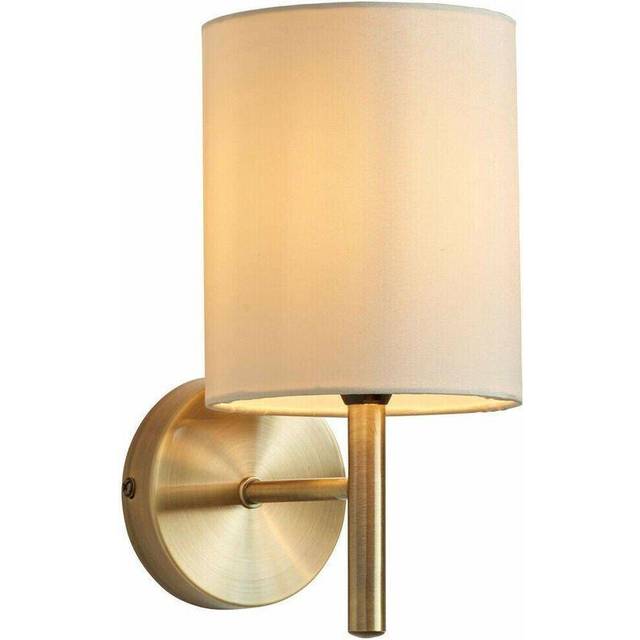 Dimmable LED Wall Light Antique Brass & Cream Shade Modern Lounge Lamp Lighting