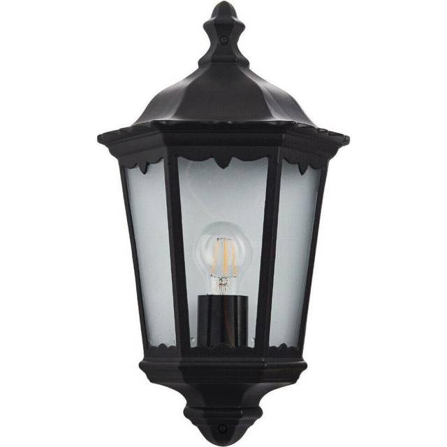 IP44 Outdoor Wall Light Matt Black Traditional Lantern Porch Flush Dimmable Lamp
