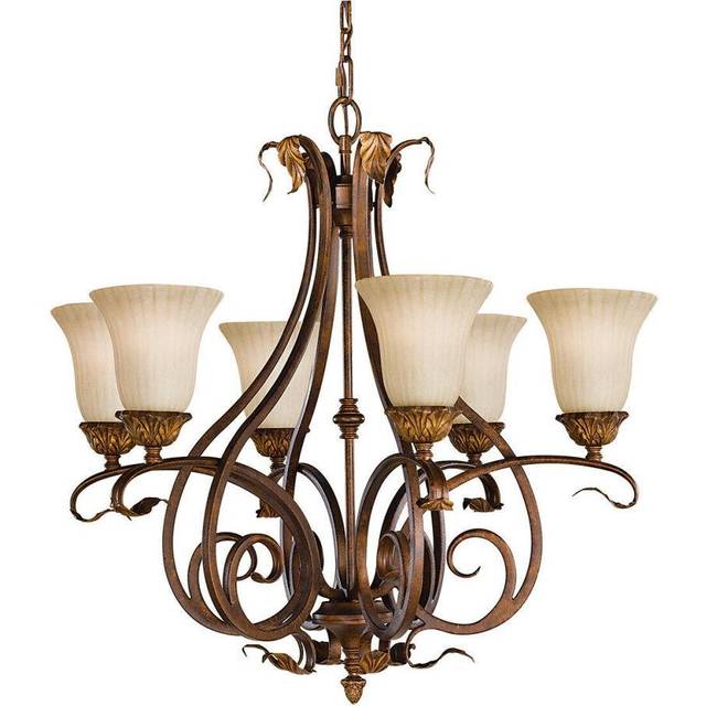 6 Bulb Chandelier Hanging Pendant LIght Aged Tortoise Shell LED E27 60W Bulb