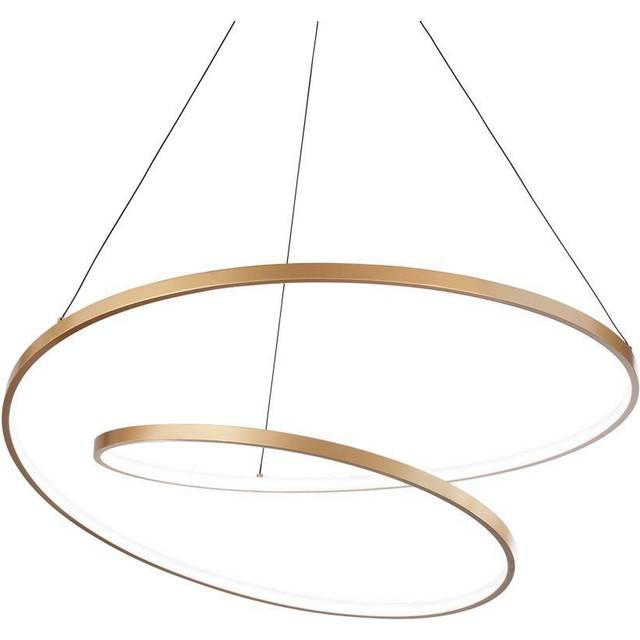 Ideal Lux OZ Dimmable Swirl 60cm Integrated LED Pendant Ceiling Light Brass, 3000K