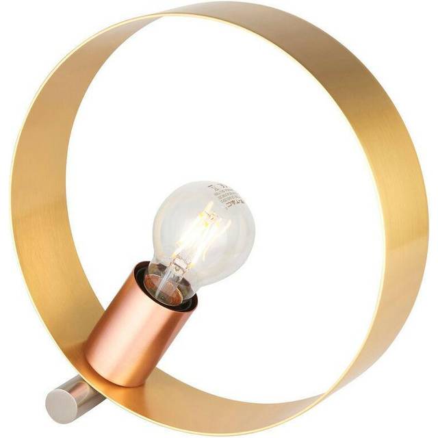 Endon 97665 Hoop 1 Light Table Lamp Brushed Brass, Nickel &amp; Copper