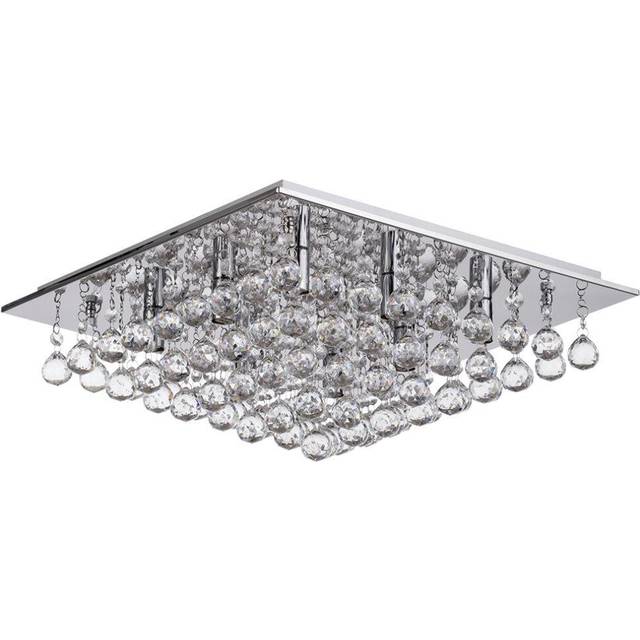 Litecraft Galaxy Square Flush Mounted Ceiling Light - Polished Chrome