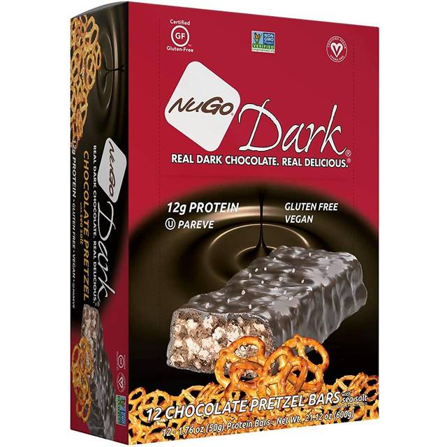 NuGo Nutrition NuGo Dark Bars Gluten Free Chocolate Pretzel 12 Bars