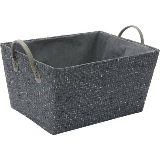 JVL Shadow Tapered Rectangular Fabric Storage Basket with Handles - Charcoal - Grey