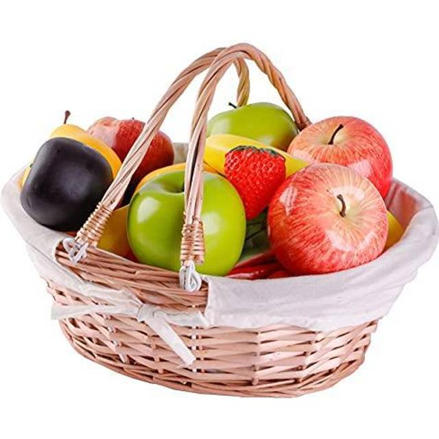Vintiquewise(TM QI003055.WF Oval Willow Basket with Double Drop Down Handles (2 Units)