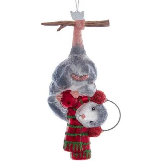 Kurt Adler Noble Gems Hanging Christmas Possum Glass Ornament NB1581