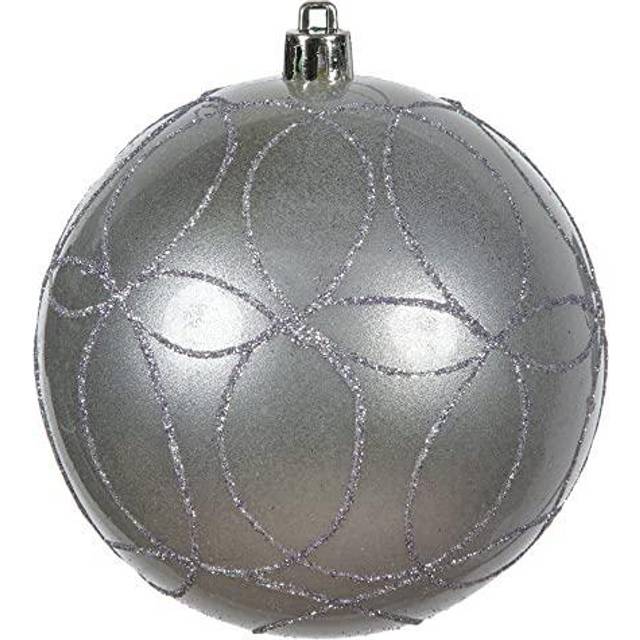 Vickerman N182434D 4 in. Candy Finish Ornament with Circle Glitter Pattern, Lilac - 4 Per Bag