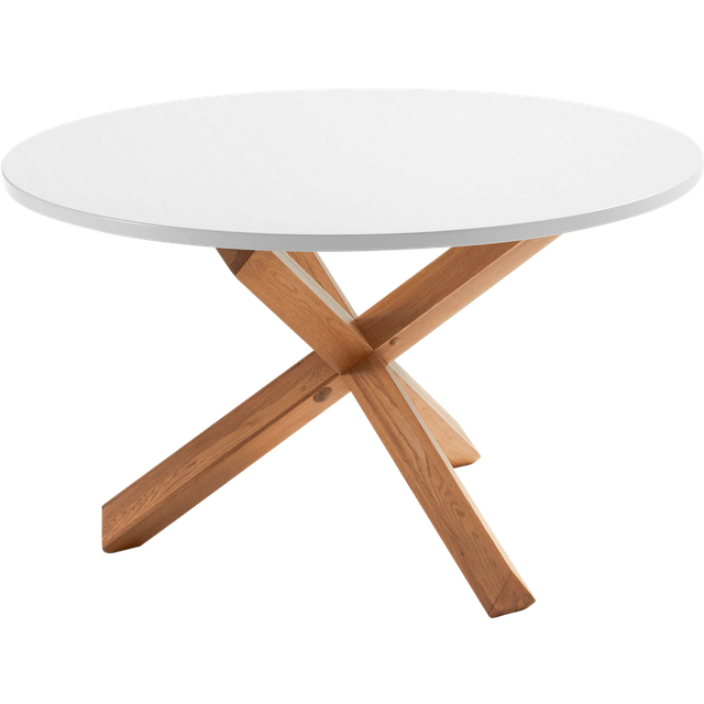 Lotus table in white with solid oak legs, Ã˜ 120 cm - White
