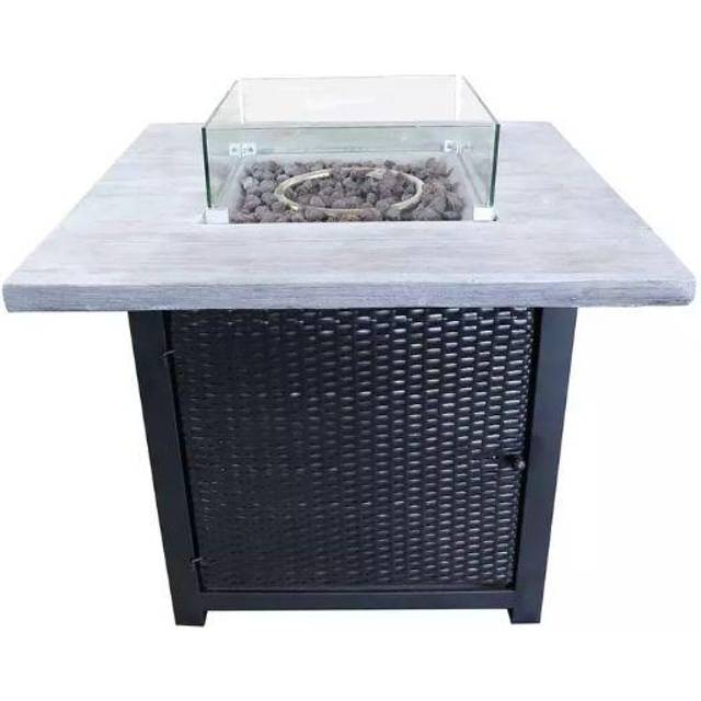Teamson Home 33" Large Square Gas Fire Pit, Brown