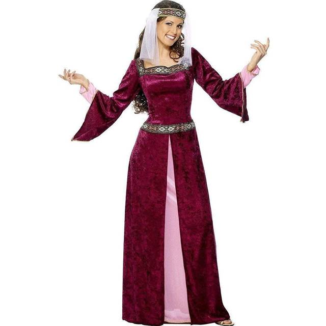 Uk 12-14 Burgundy Ladies Maid Marion Costume - Dress Fancy Womens Medieval -  costume maid marion dress fancy ladies womens medieval adult smiffys