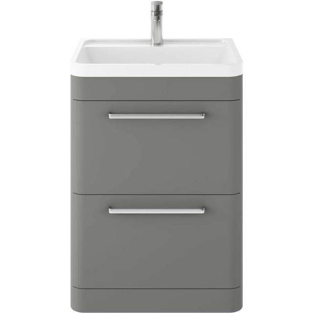 Hudson reed solar floor standing vanity unit & polymarble basin 600mm cool grey