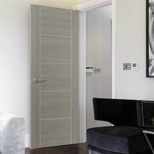 JB Kind Tigris Light Grey Laminate Internal Door (Size: 1981 x 838mm, Thickness: 35mm, Fire Door: No)