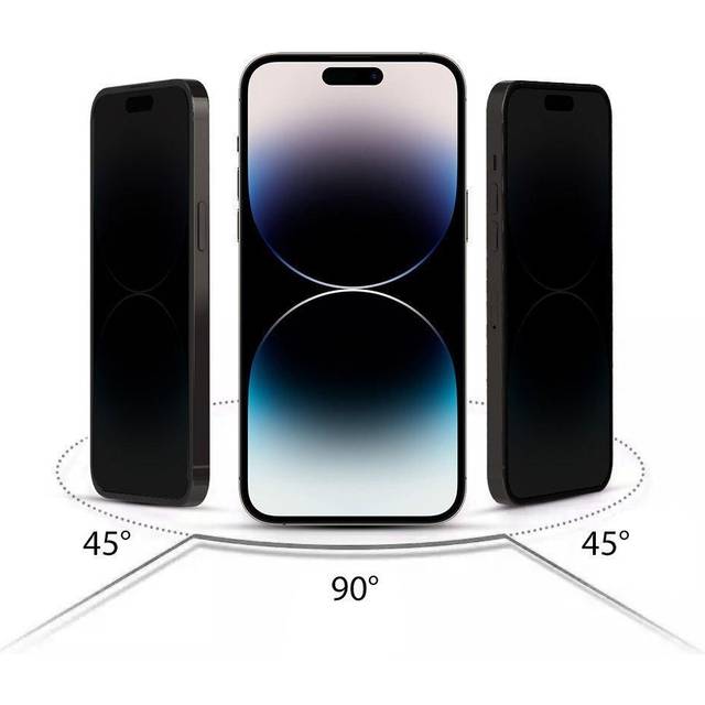iPhone 13/13 Pro/14/16e Hofi Anti Spy Pro+ Privacy Härdat Glas Skärmskydd - 9H - Svart Kant