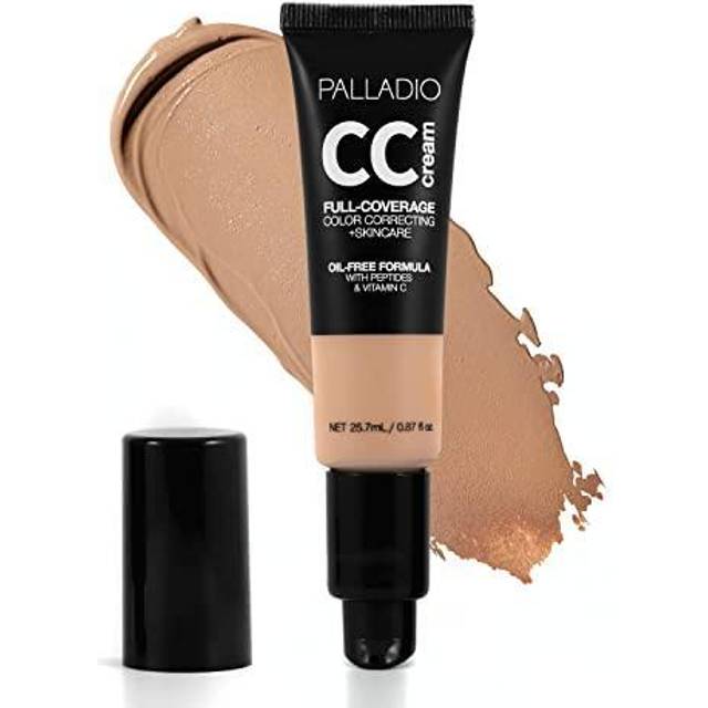 Full-Coverage Color Correction CC Cream, Oil-Free with Peptides & Vitamin C, Best for Correcting Redness and Uneven Skin Tone, Buildable Foundation