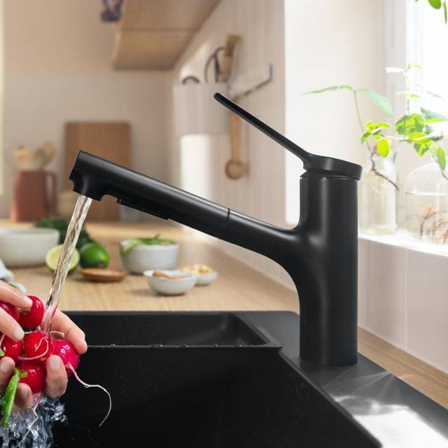 Hansgrohe Zesis M33 Matt Black 2jet Pull Out sBox lite Spray Single Le