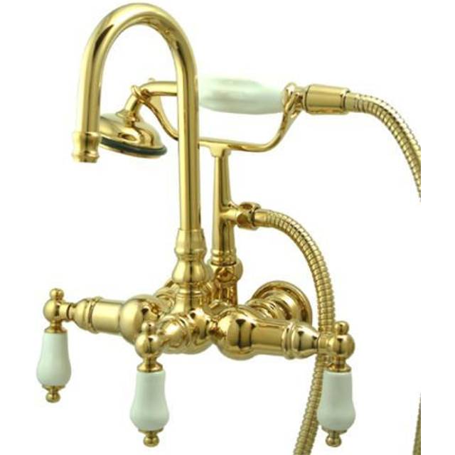 Kingston Brass CC11T2 Vintage 338Inch Wall Tub Faucet with Hand Shower  Polished Brass