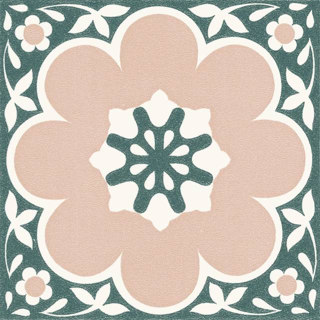 Floor Pops Pack Of 10 Pink Daphne Peel &Amp; Stick Floor Tiles