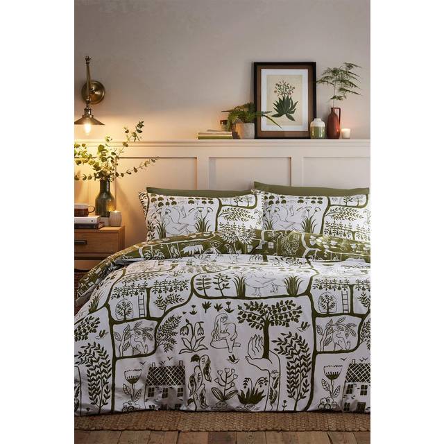 furn. Furn. Frida Floral Super King Duvet Cover Set, Green