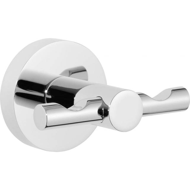 tesa EXXCELLENT Double Robe Hook - Self-Adhesive Bathrobe Hook in Stainless-Steel Design - Wall-Mounted Dressing Gown Holder - Waterproof, incl. Power