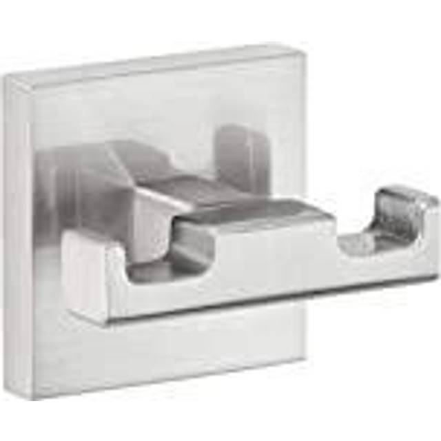 tesa EXXCLUSIV Double Robe Hook - Self-Adhesive Bathrobe Hook in Stainless-Steel Design - Wall-Mounted Dressing Gown Holder - Waterproof, incl.