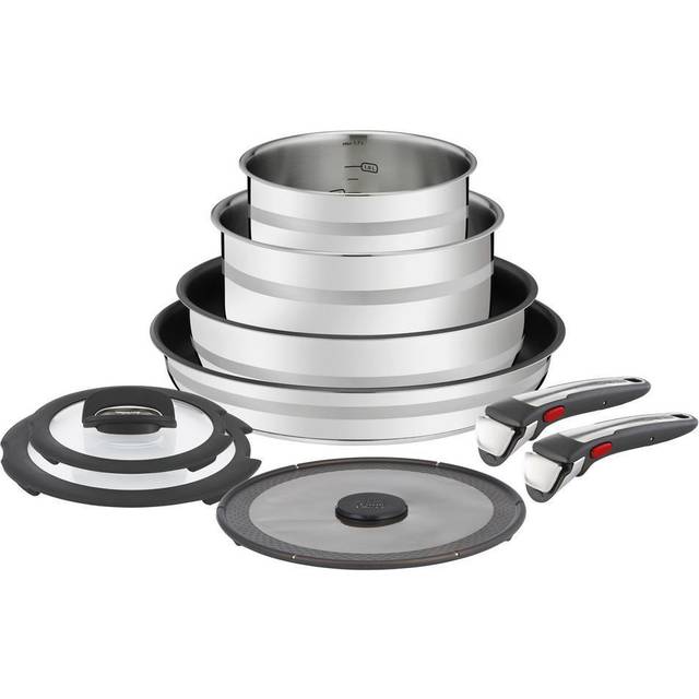 Jamie Oliver av Tefal L9769932 SET 9 st G6 JO ING6 SS DE Stack.P&P STLS ST, rostfritt stål/svart